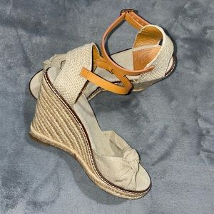 Tory burch bow espadrille wedge sandals